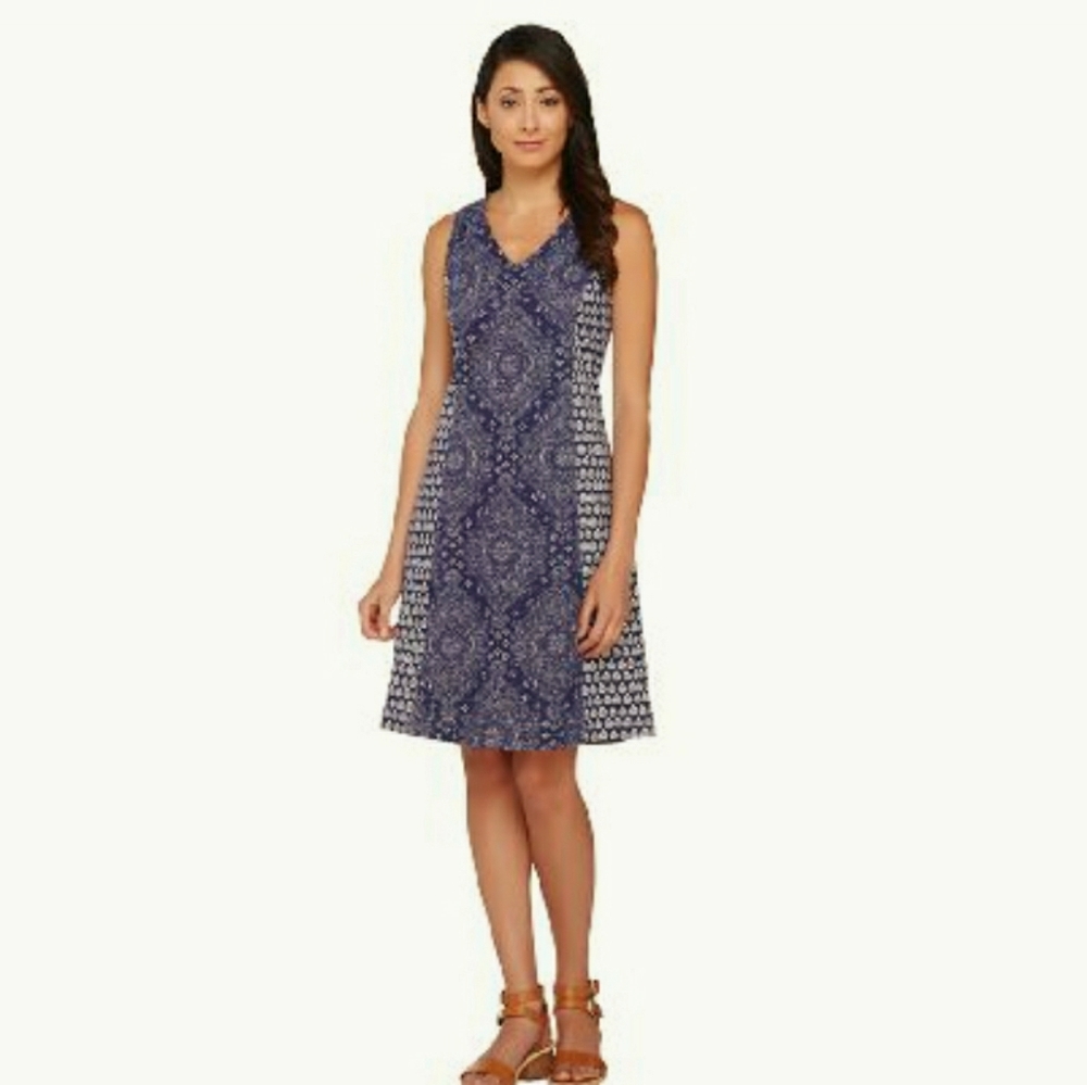 Isaac Mizrahi Live Bandana print cotton dress. M